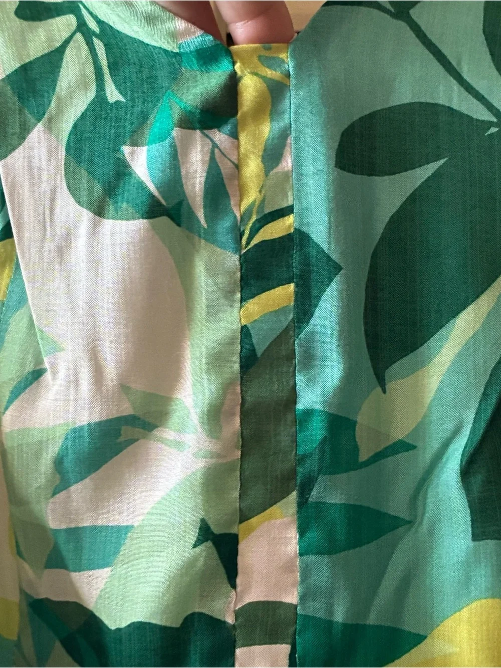 NWT Maggy London tropical Leaf-Print belted lined green/white midi Dress size 8